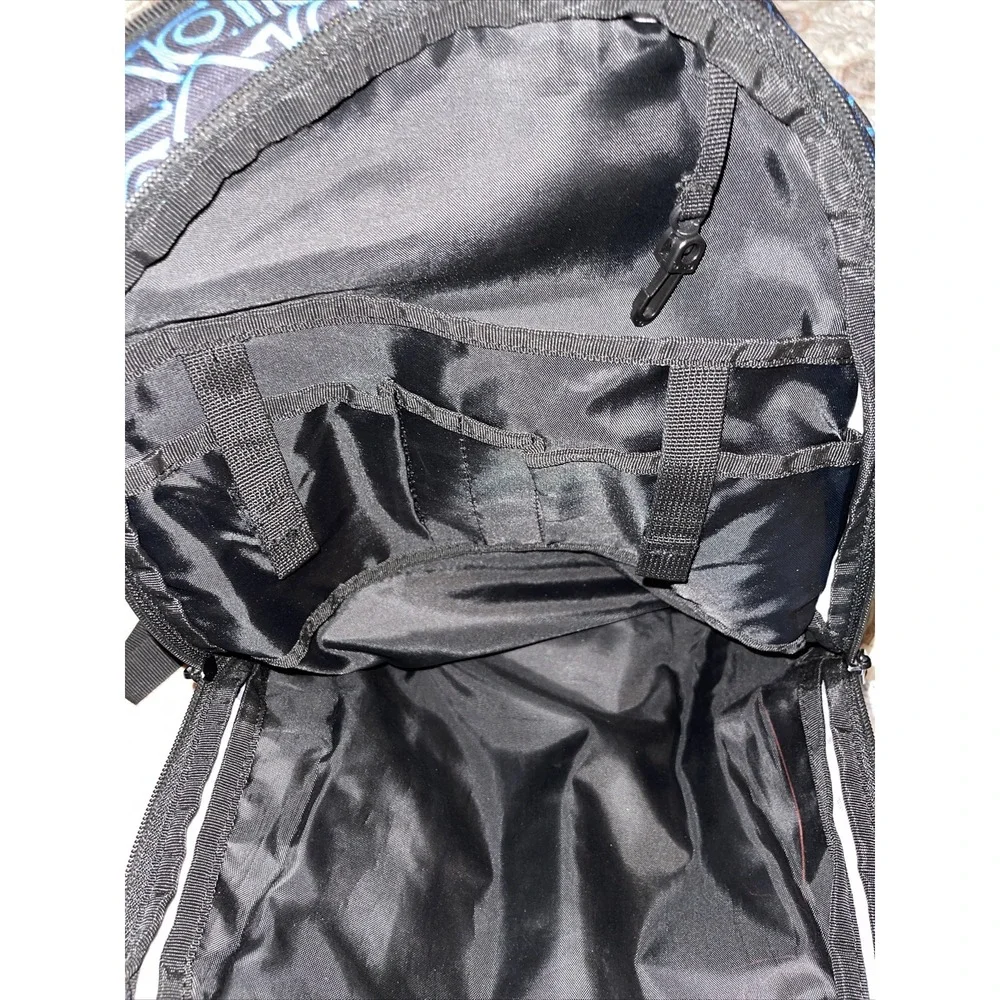 Adidas Stratton 3 Large Backpack Blue Black Logo Print Neon Yellow Accents Clean